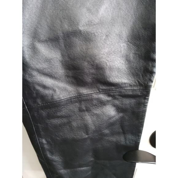 Mobwife genuine leather black pants size 8 W button zip sleek biker cosplay vamp - Picture 8 of 9